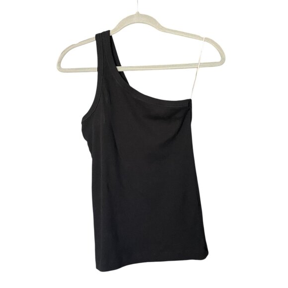 ARKET Black Ribbed One Shoulder Tank Top Size S - Picture 3 of 7